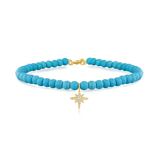 Dangling Pavé North Star Beaded Bracelet