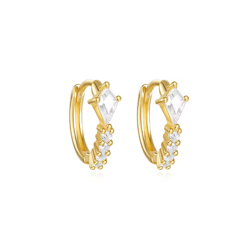Pavé Crystal Rhombus Huggie Hoops