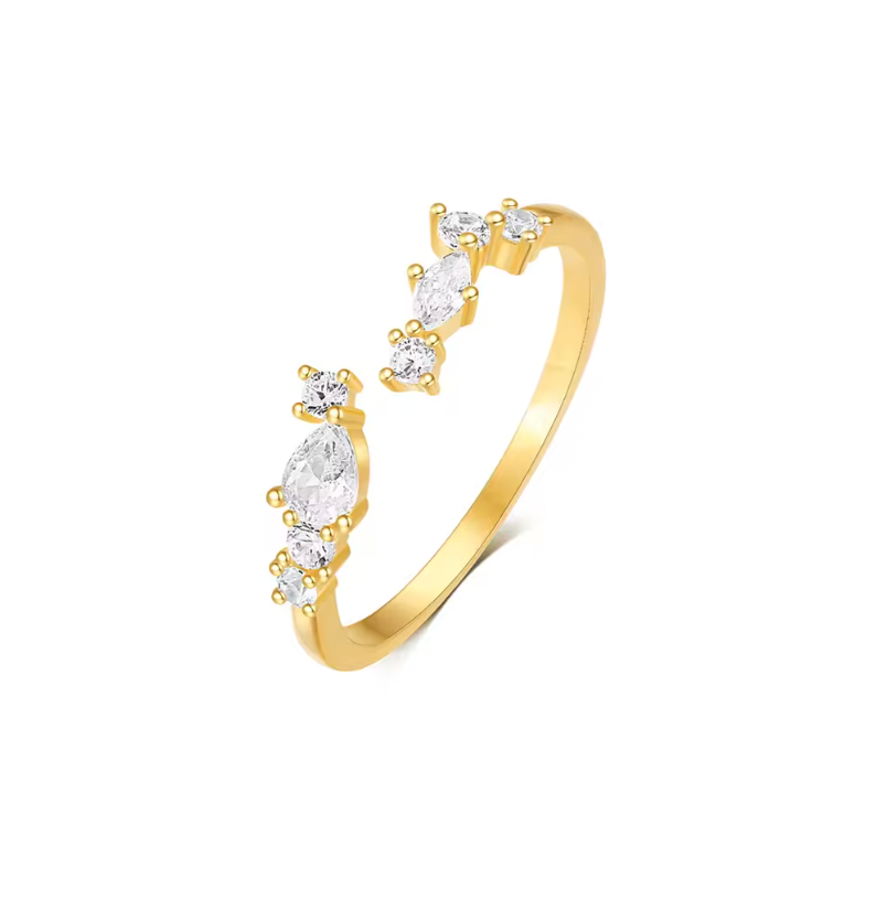 Multi Crystal Stones Twist Ring