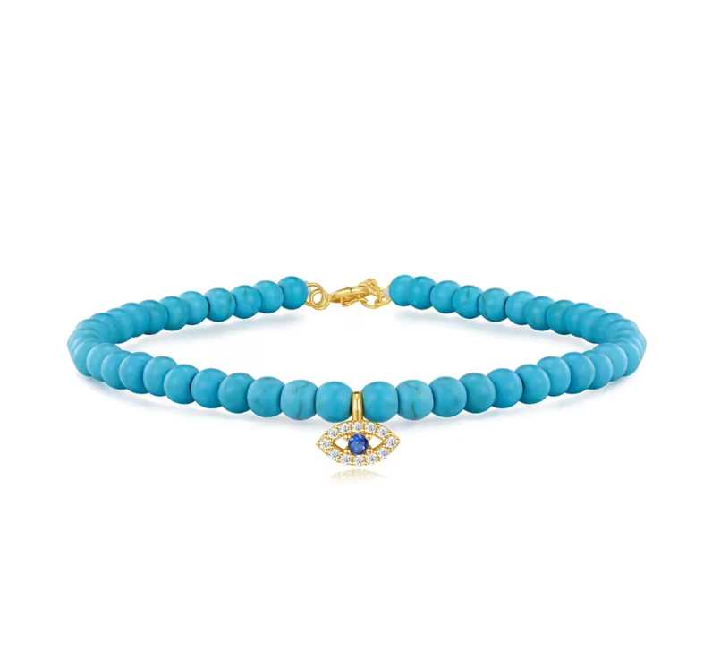 Dangling Evil Eye Beaded Bracelet