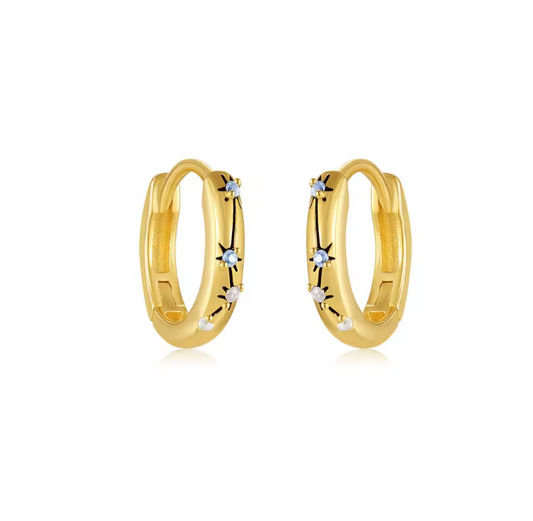 Crystal Stars Bold Huggie Hoops