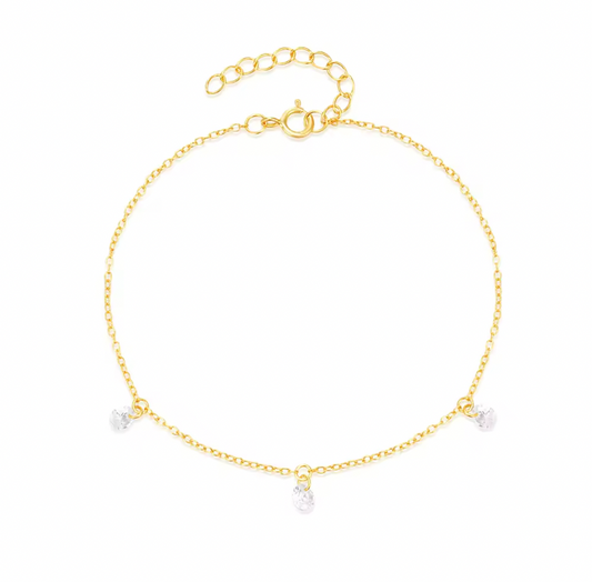 Dangling Triple Crystals Bracelet