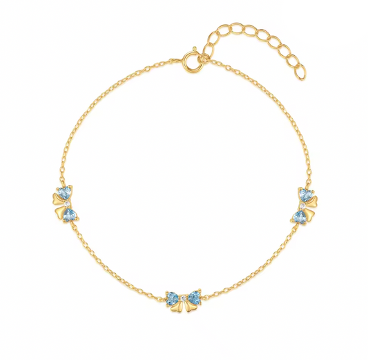 Triple Blue Bold Bows Bracelet