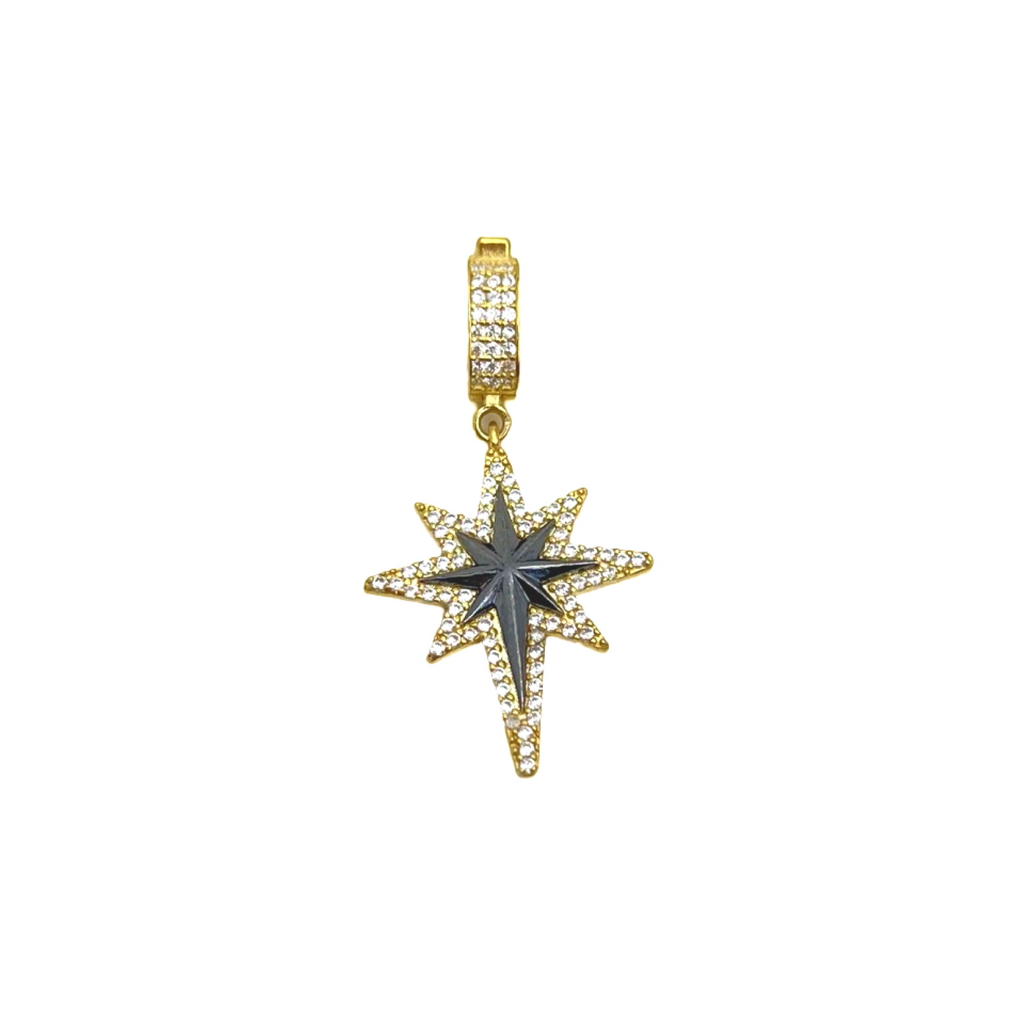 Gold Pavé North Star with Black Star Pendant