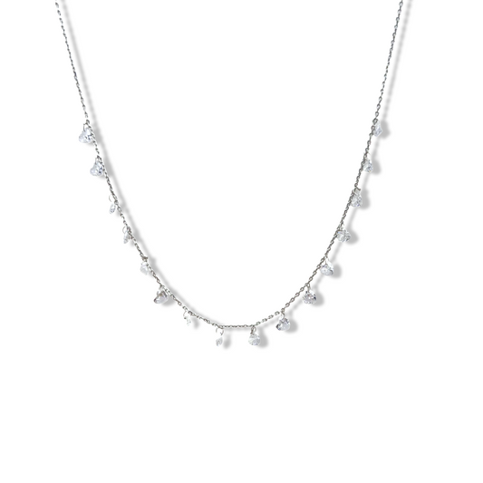 Dangling Multi Crystal Hearts Necklace