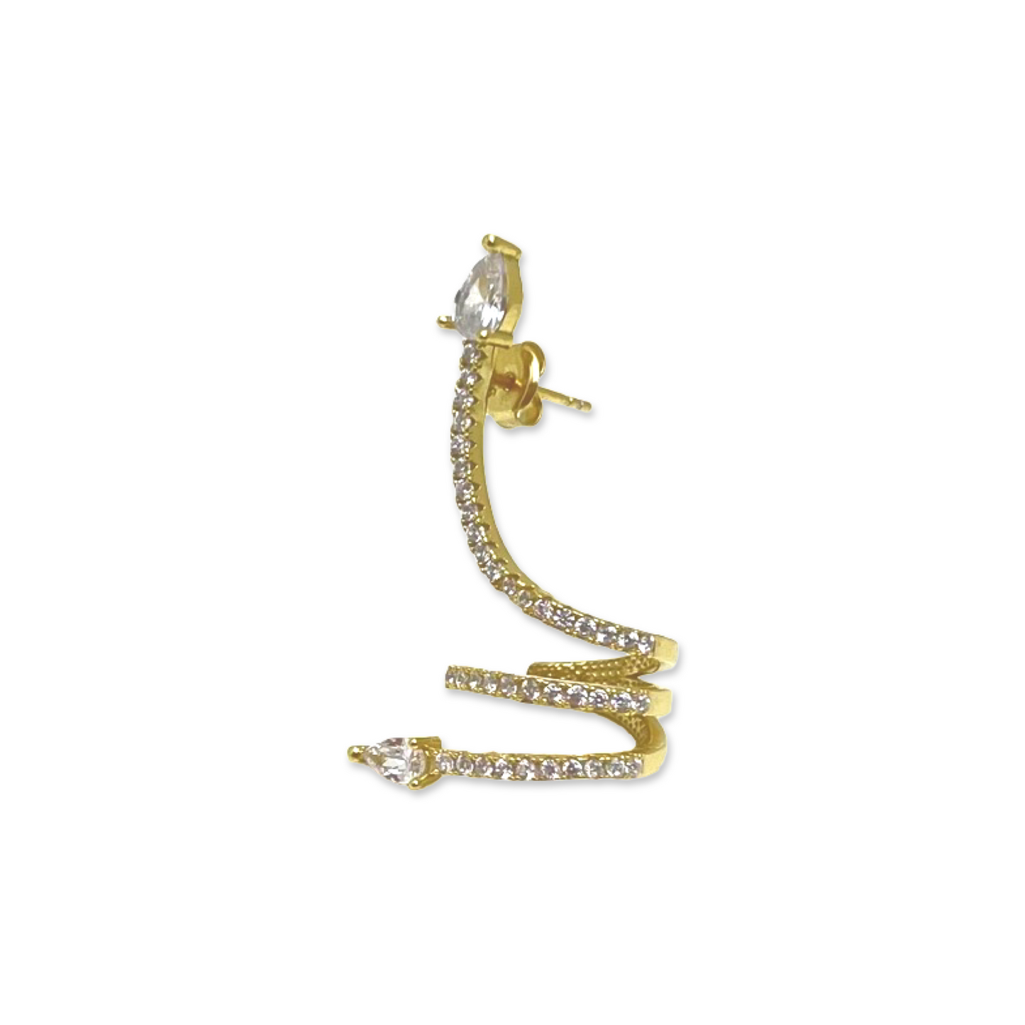 Twisted Pavé Snake Stud Earcuff