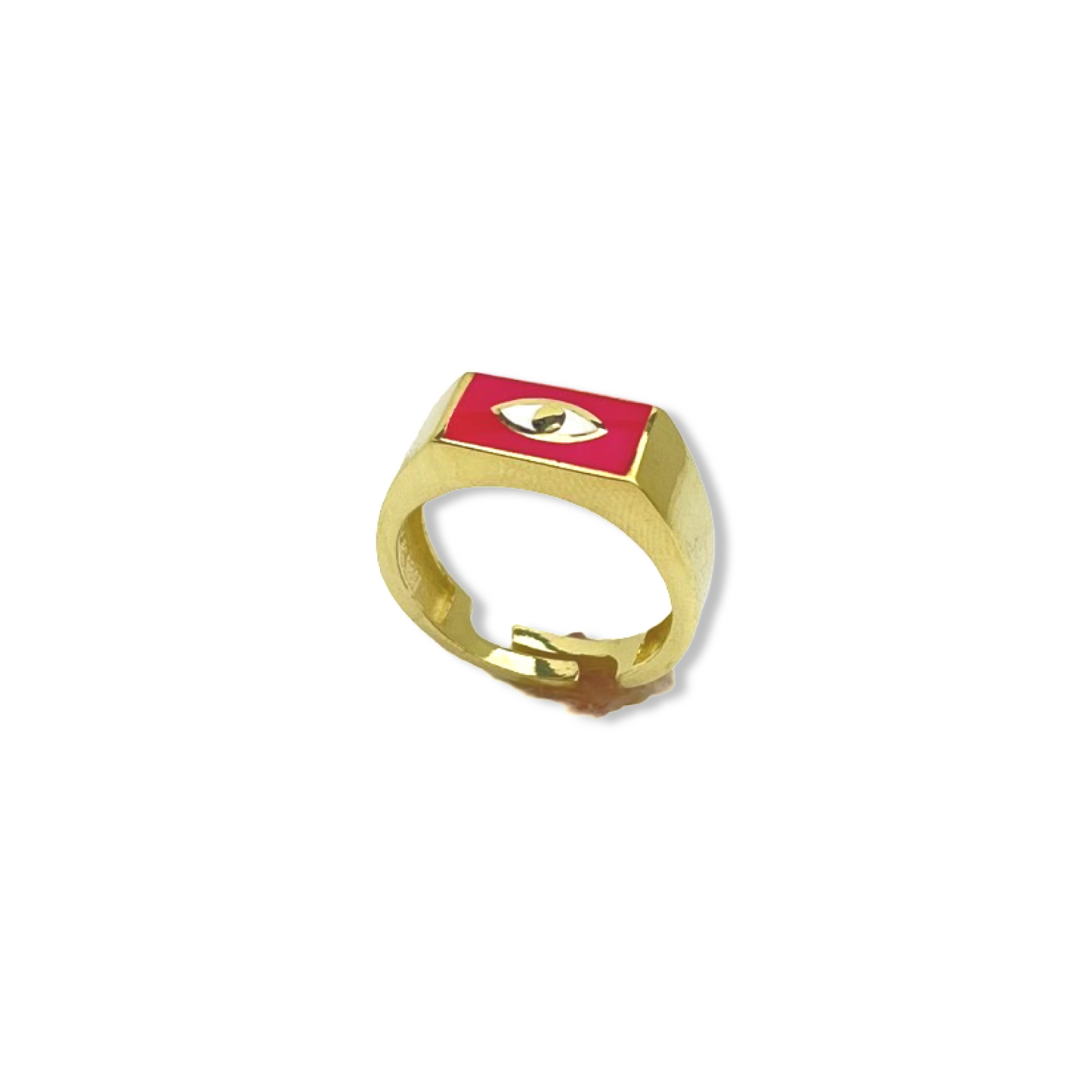 Enamel Eye Rectangle Signet Ring