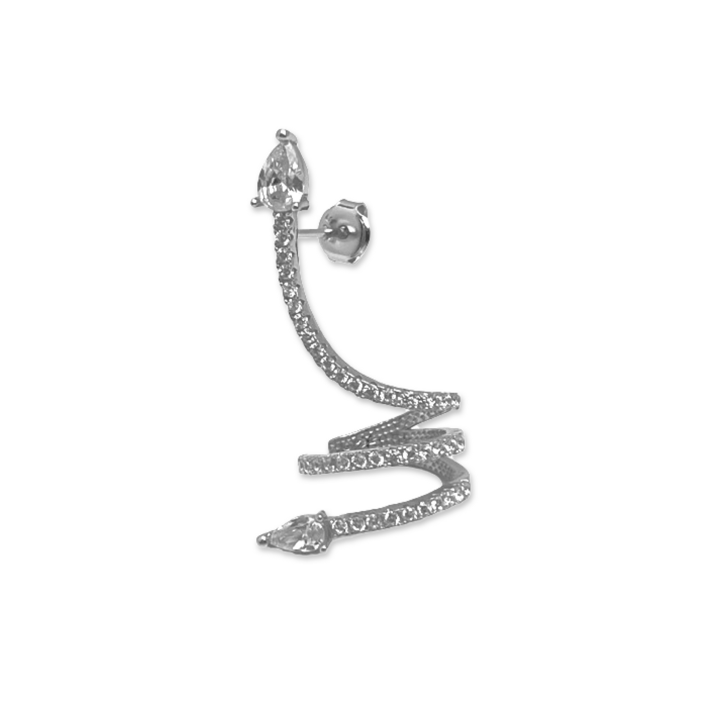 Twisted Pavé Snake Stud Earcuff