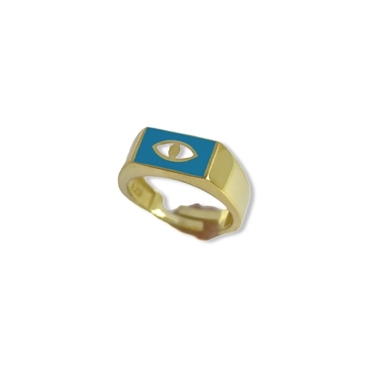 Enamel Eye Rectangle Signet Ring