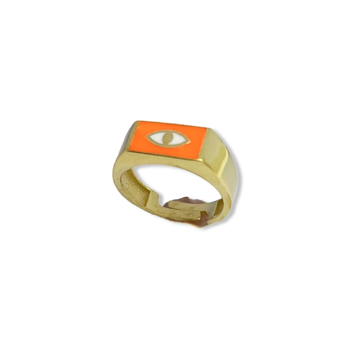 Enamel Eye Rectangle Signet Ring