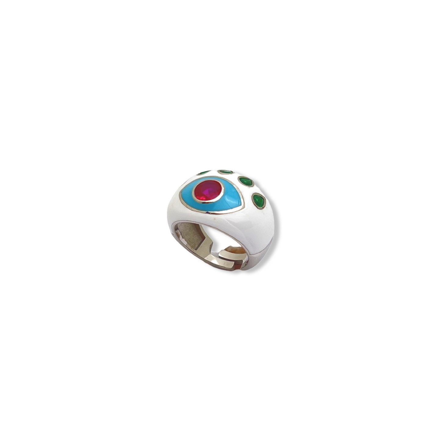 Enamel Eye Circles Dome Ring