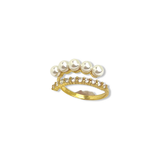 Pearls Pavé Twist Ring