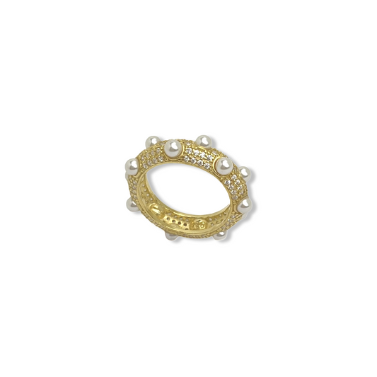 Bubbly Pearls Pavé Band Ring