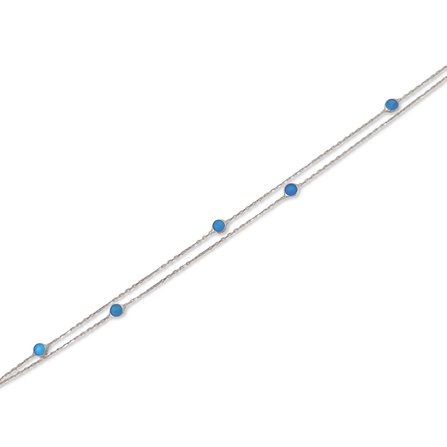 Double Chain with Blue Circles Anklet