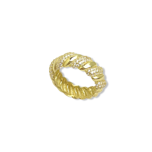 Croissant Bold & Pavé Band Ring