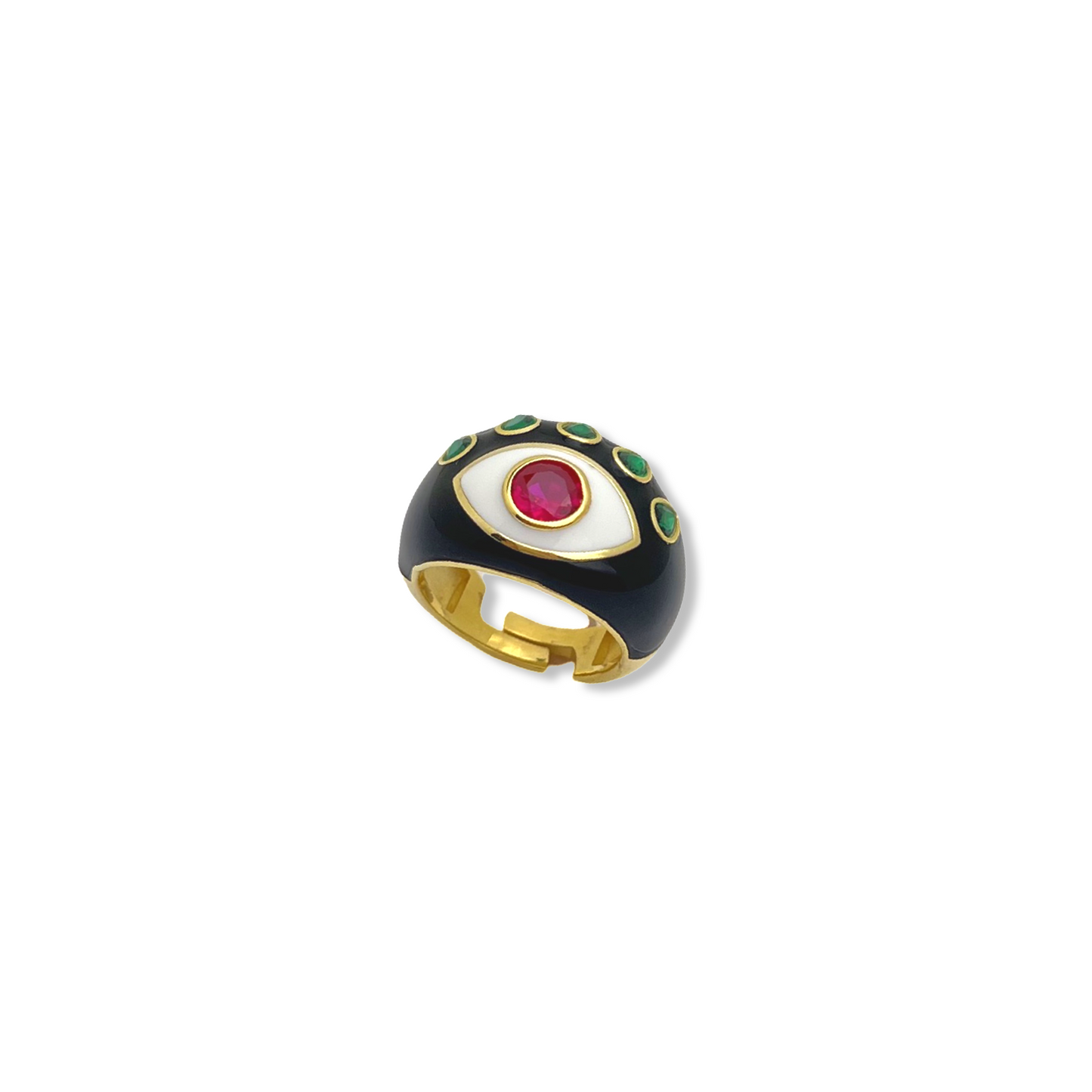 Enamel Eye Circles Dome Ring