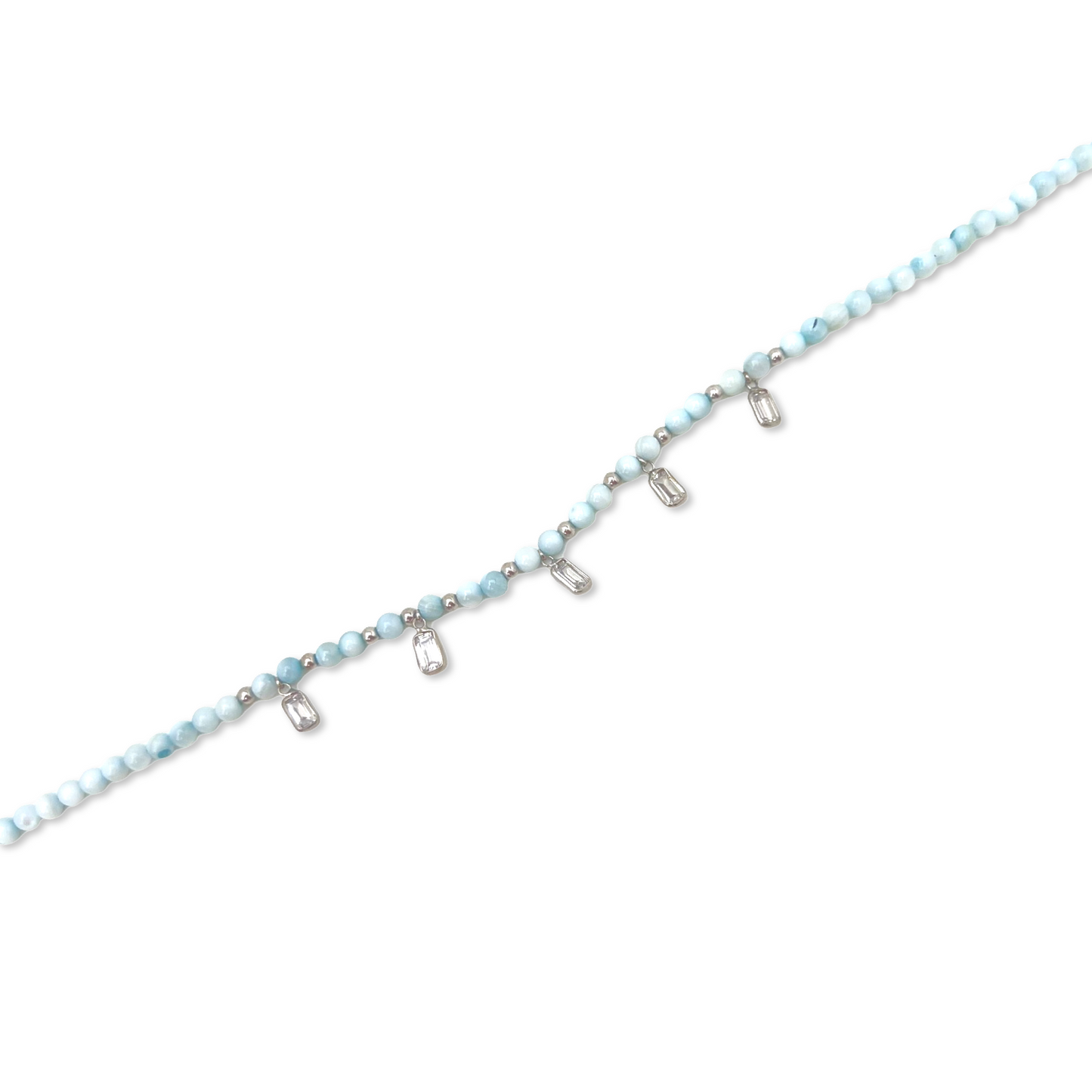 Beaded Anklet with Dangling Baguettes