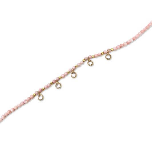 Beaded Anklet with Dangling Circles