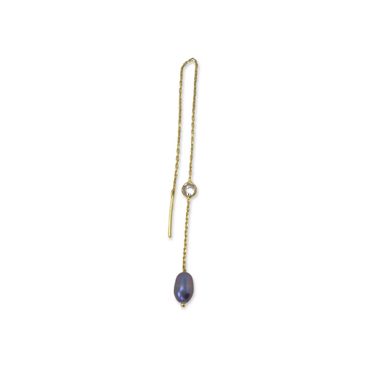 Purple Pearl & Circle Stone Threader Earring