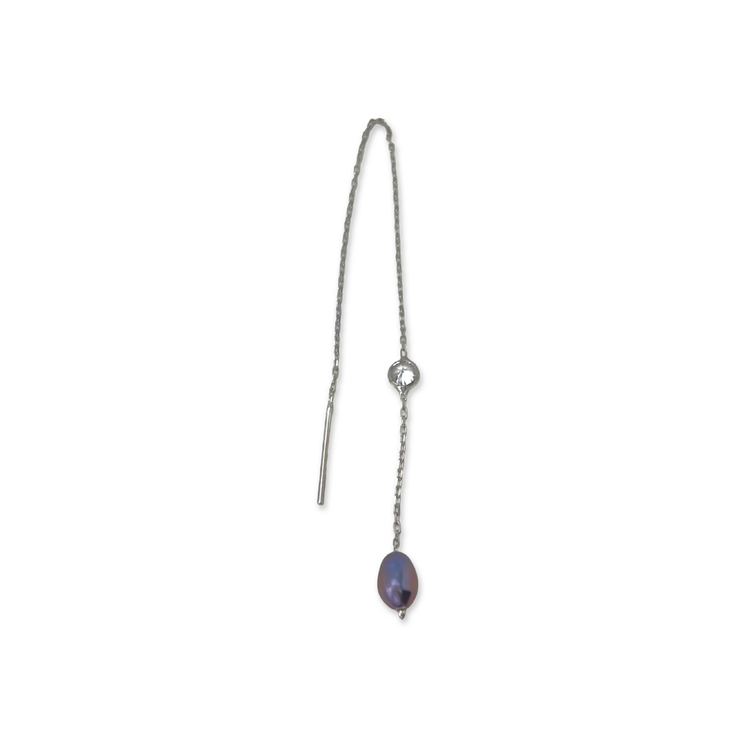 Purple Pearl & Circle Stone Threader Earring