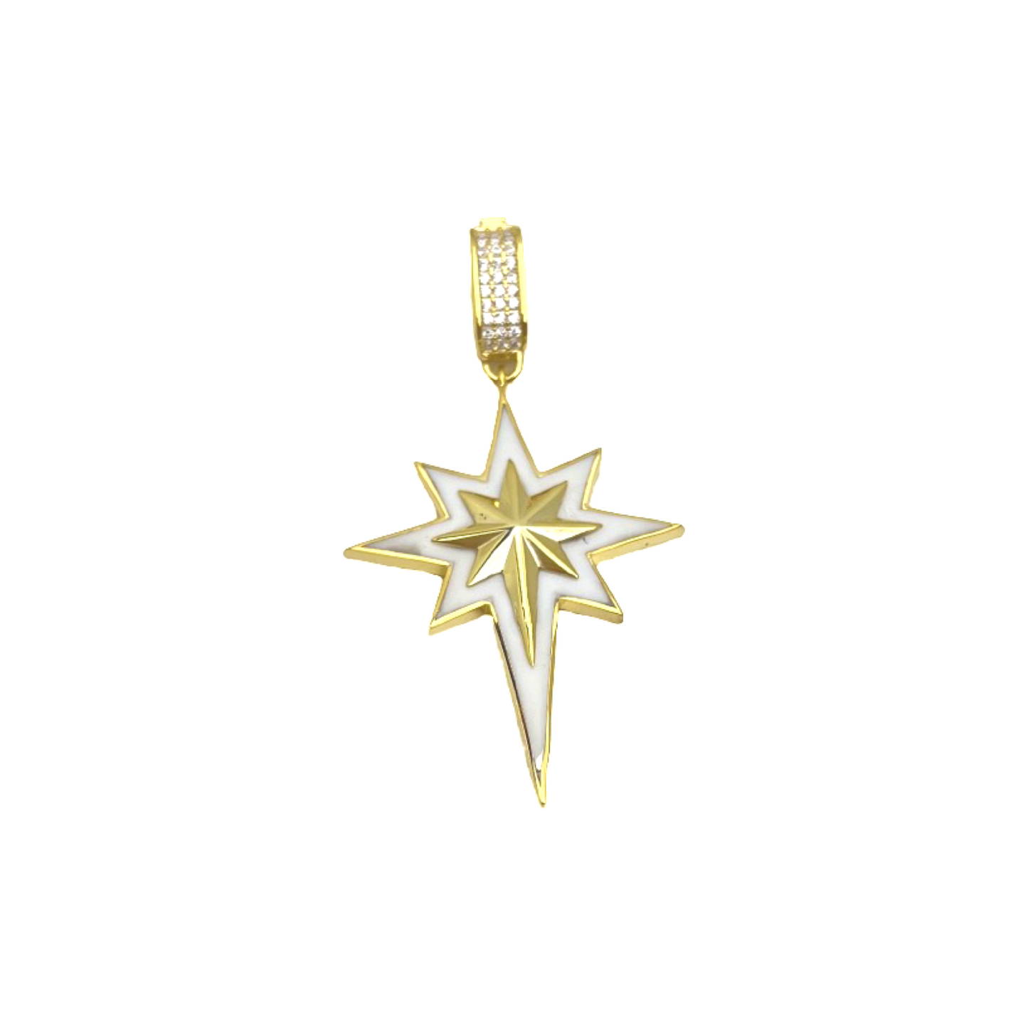 Enamel North Star with Golden Star Pendant