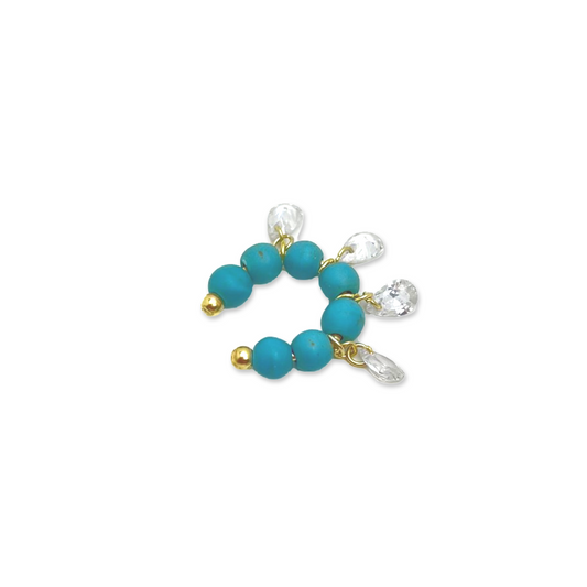 Dangling Crystals Turqouise Beaded Earcuff