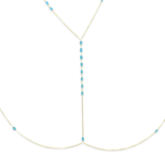 Blue Oval Stones Body Chain