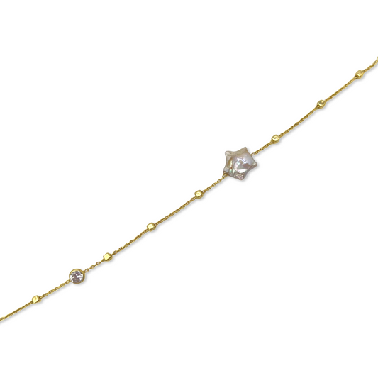 Pearl Rock Star Golden Circles Anklet