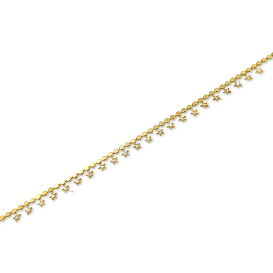 Dangling Stars Connected Golden Circles Anklet