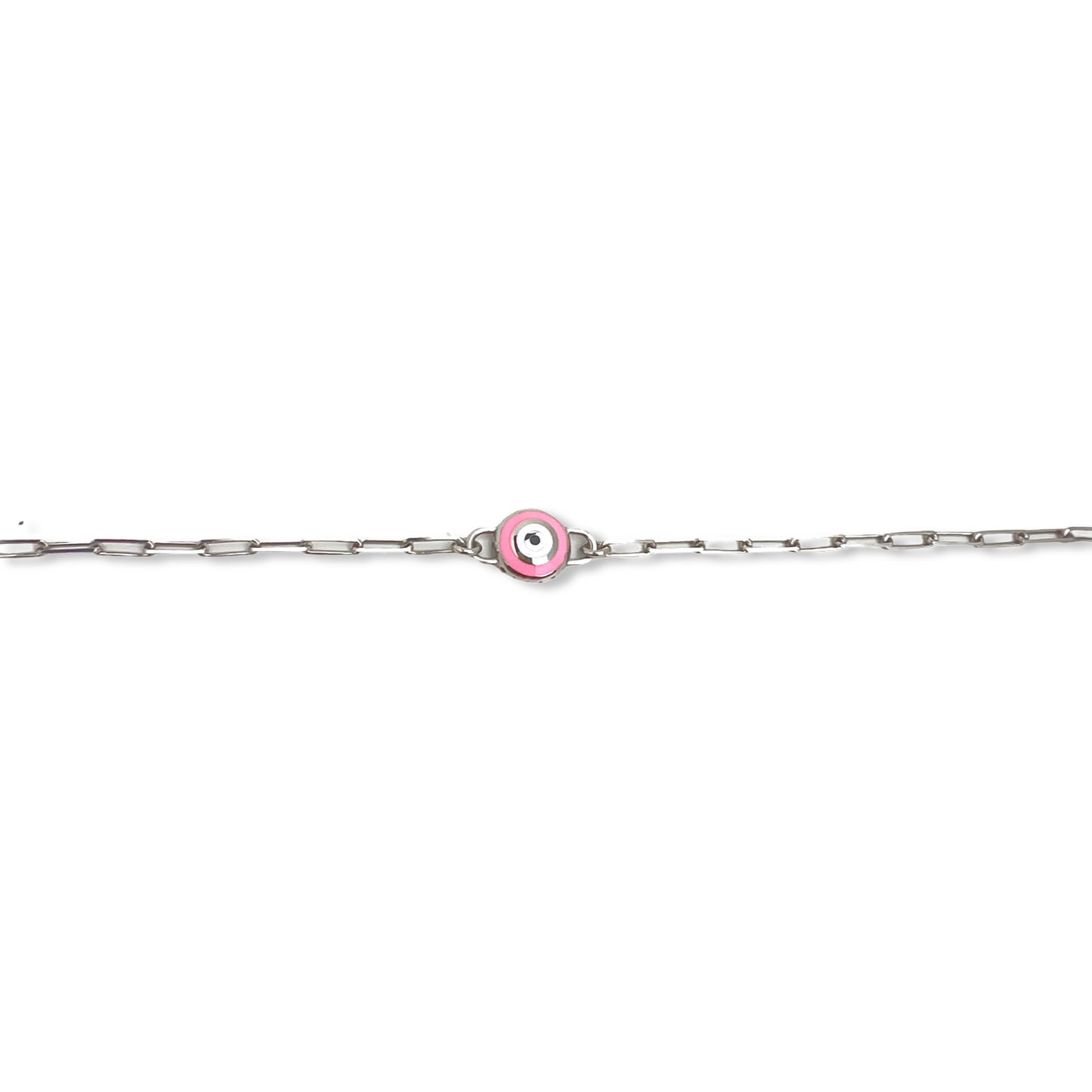 Pink Evil Eye Paperclip Bracelet