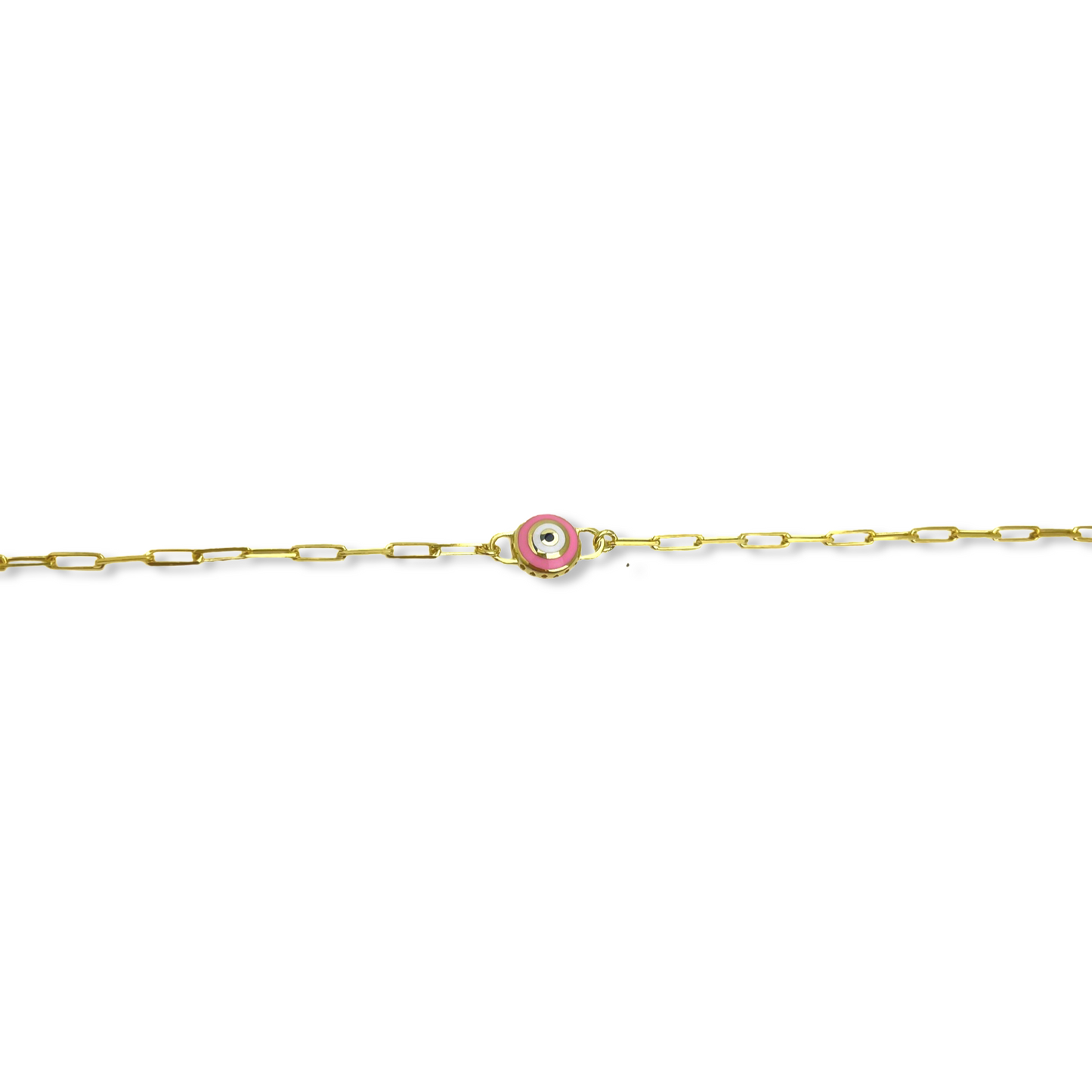 Pink Evil Eye Paperclip Bracelet