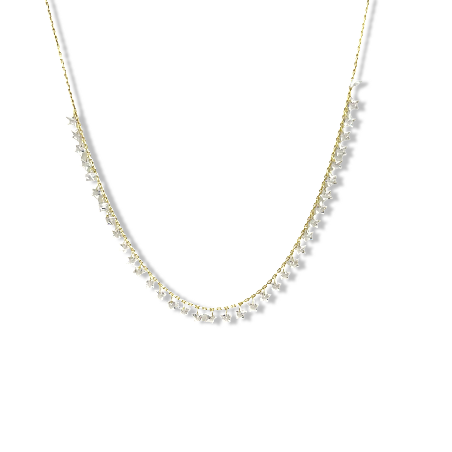 Dangling Multi Crystal Stars Necklace