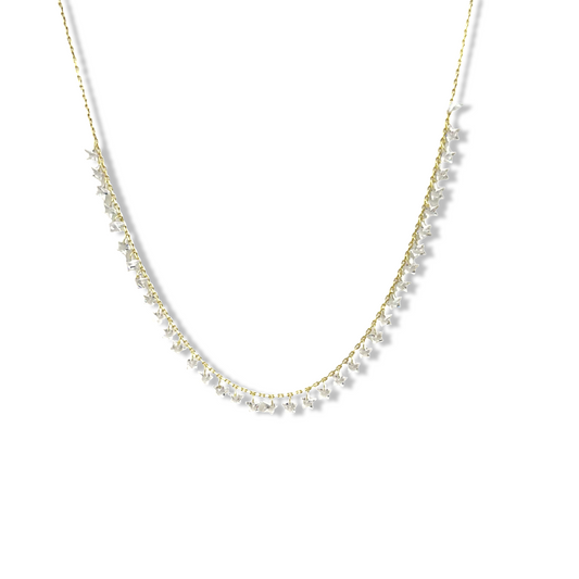 Dangling Multi Crystal Stars Necklace