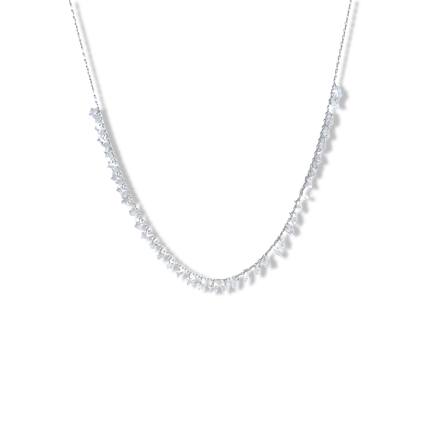 Dangling Multi Crystal Stars Necklace