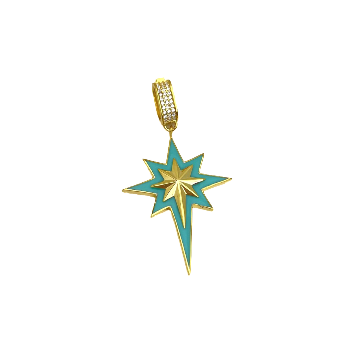 Enamel North Star with Golden Star Pendant