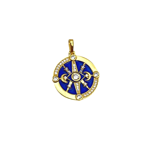 Blue Evil Eye Coin Pendant