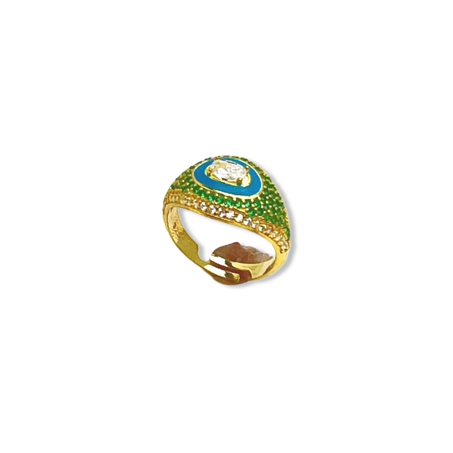 Pavé Dome Ring with Crystal Oval Stone