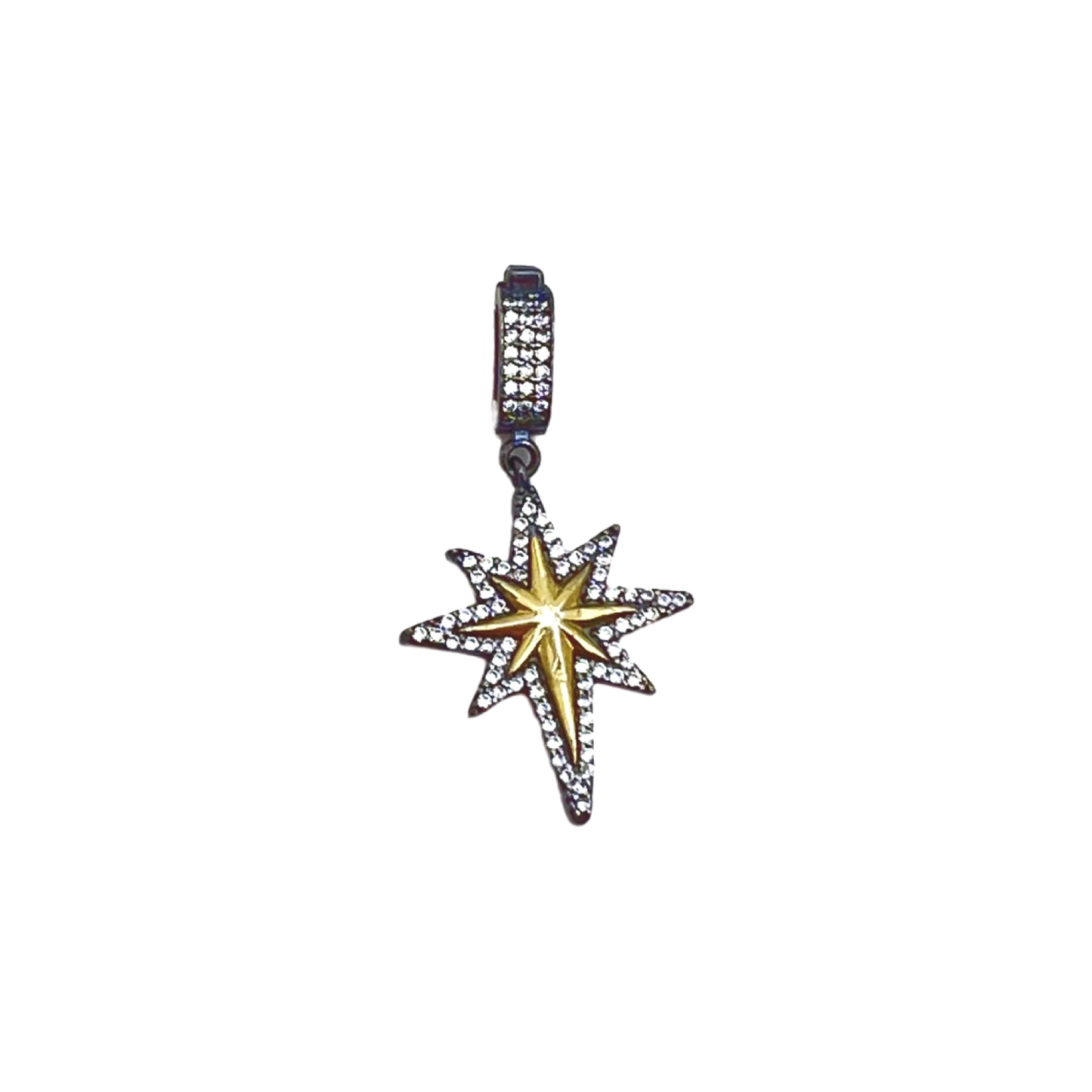 Black Pavé North Star with Gold Star Pendant