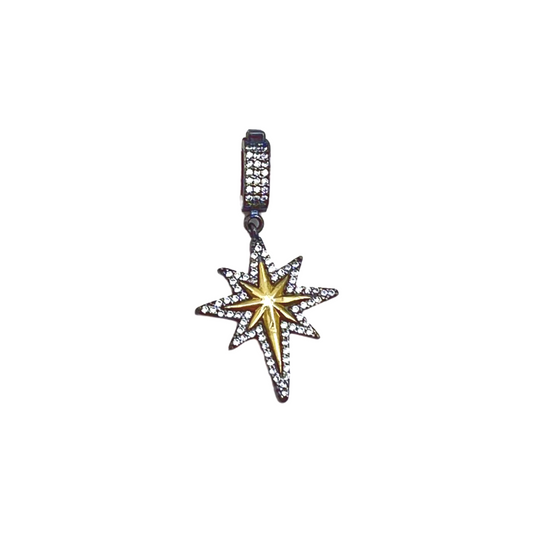 Black Pavé North Star with Gold Star Pendant