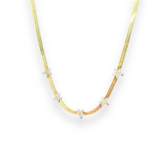 Pavé Stars Snake Chain Necklace