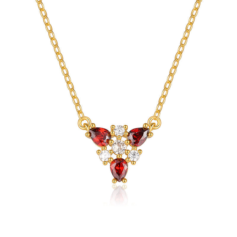 Maroon Marquise Trinity Necklace