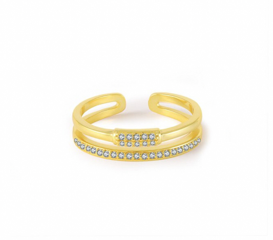 Pavé Bar Double Line Ring