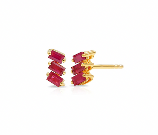 Trio Ruby Baguettes Stud