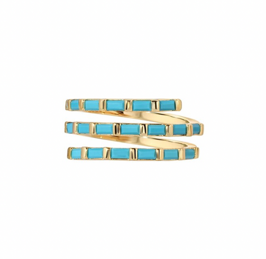 Twisted Triple Line Baguette Ring