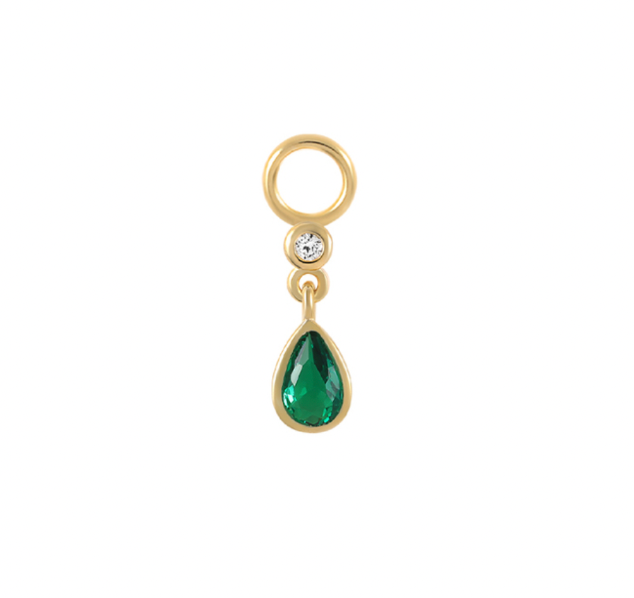 Dangling Emerald Teardrop Charm