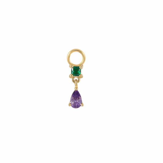 Emerald Square Purple Pear Charm