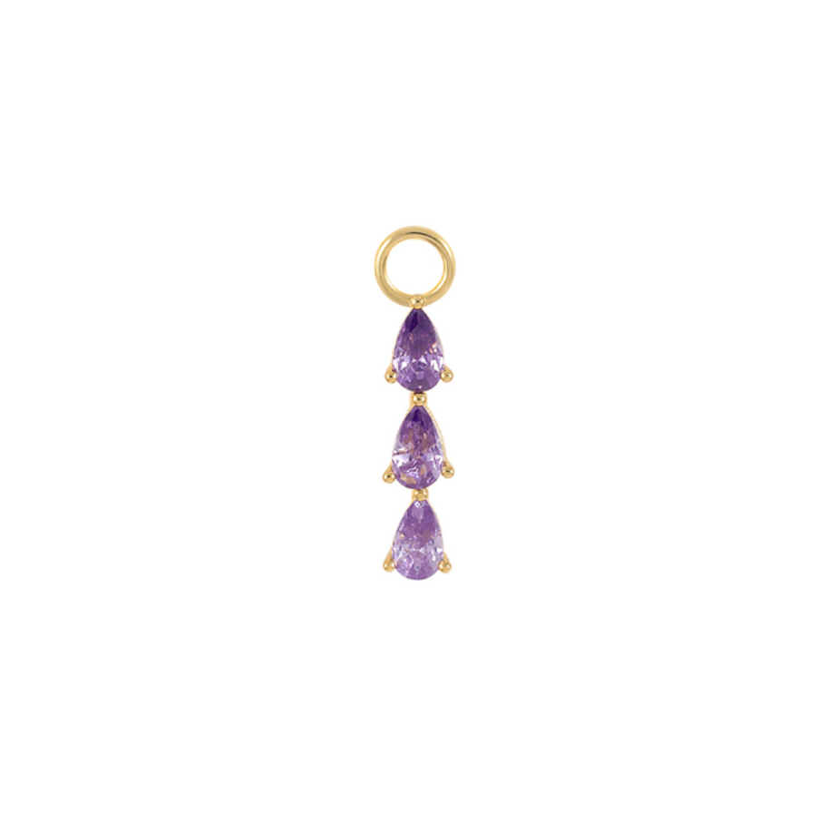 Triple Purple Teardrops Charm