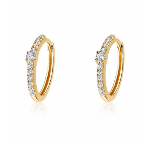 Thin Pavé with Circle Stud Hoop