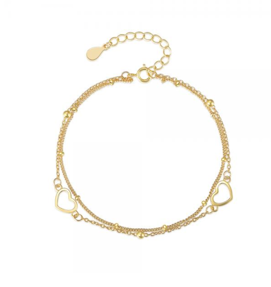 Double Heart Chain Bracelet