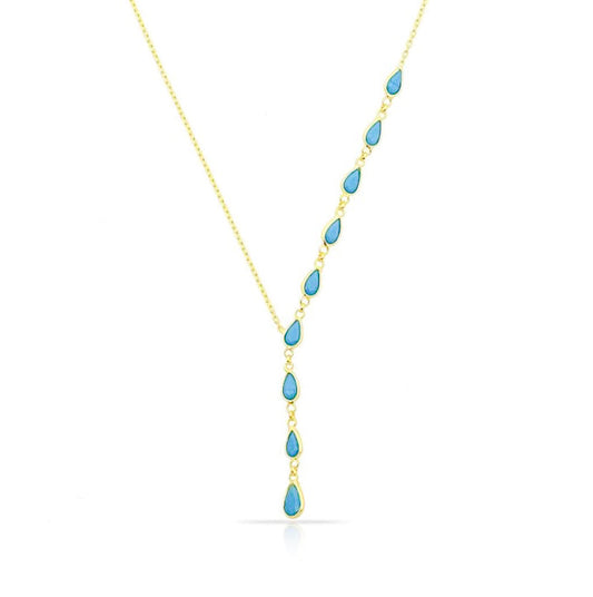 Blue Teardrops Lariat Necklace
